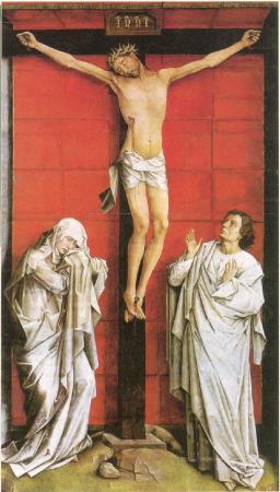 Johannes og Maria under korset. Maleri av Rogier van der Weyden, i dag i Escorial, Nuevos Museos.