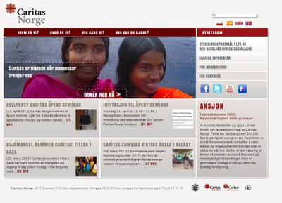 Screenshot nye sider Caritas