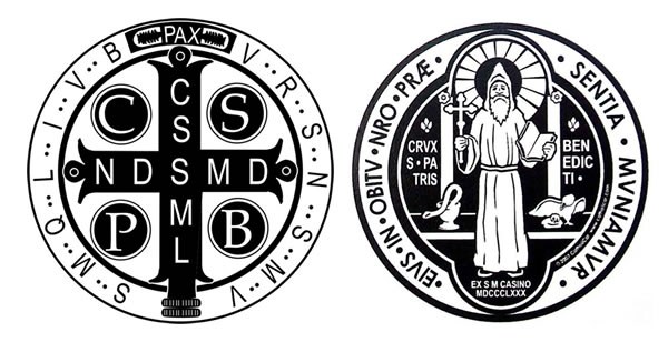Benediktmedaljens for- og bakside