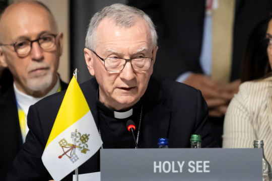 Kardinal Parolin representerer Den hellige stol under et fredsmøte