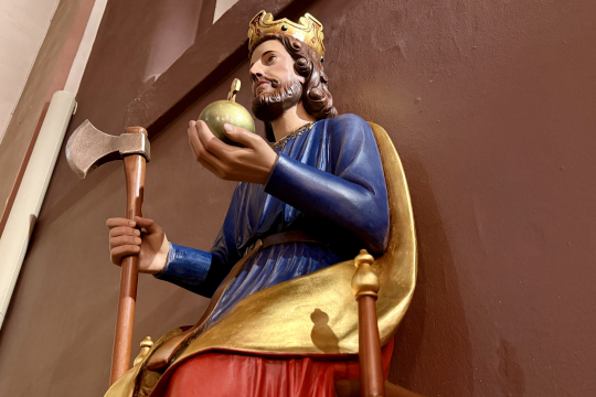 Ny Hellig Olav-skulptur i St. Olav domkirke, Oslo. Januar 2025. 