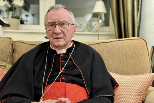 Kardinal Pietro Parolin intervjues i den biskoppelige stue i Akersveien 5. 2025