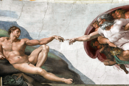«Adams skapelse» fra taket i det sixtinske kapell av Michelangelo (1475–1564)