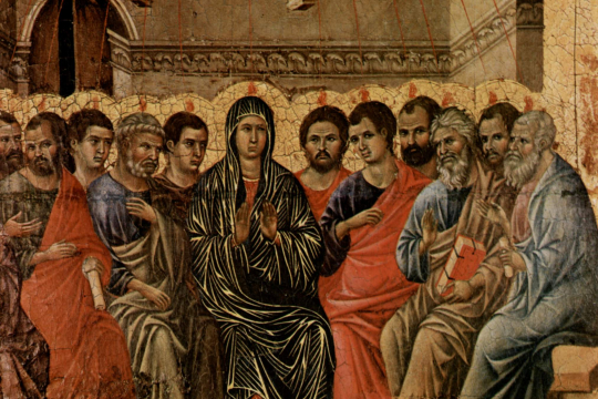 Duccio di Buoninsegnas maleri av apostlene og Maria på pinsedag