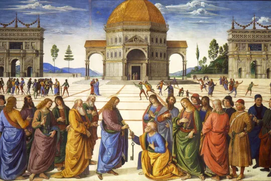 Pietro Peruginos freske av Jesus som gir nøklene til St. Peter