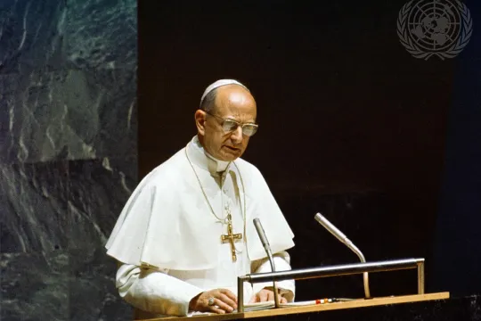 Pave Paul VI taler taler til FNs generalforsamling