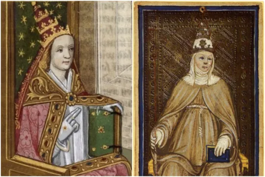 To illustrasjoner av fabel-paven Johanna