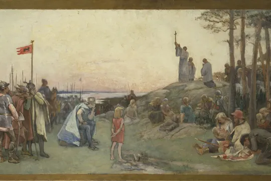 Gustaf Cederströms maleri av den hellige Ansgar som forkynner