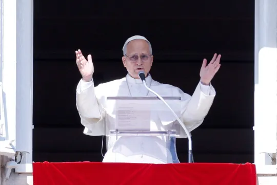 Pave Frans ber angelus fra balkongen i Det apostoliske palass. 