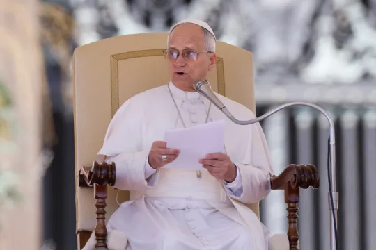 Pave Leo XIV holder katekese på Petersplassen