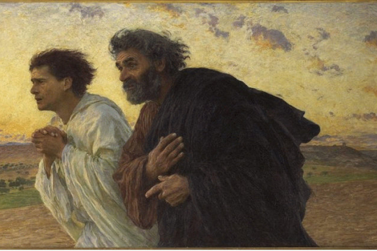 Burnands maleri av apostlene Peter og Johannes som løper til graven