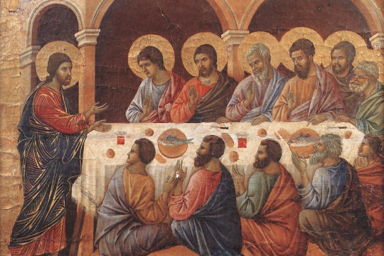 Duccio di Buoninsegnas maleri av den oppstandne Jesus som viser seg for disiplene