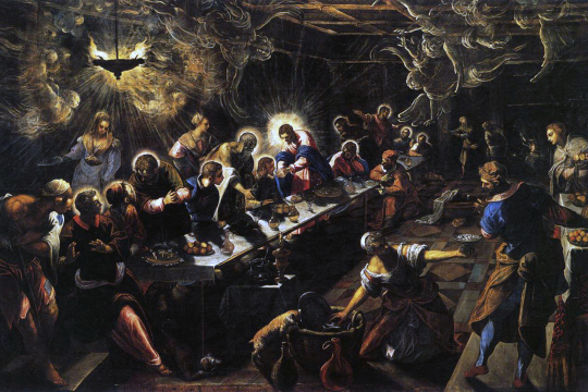 Tintorettos maleri av Jesu siste måltid med apostlene
