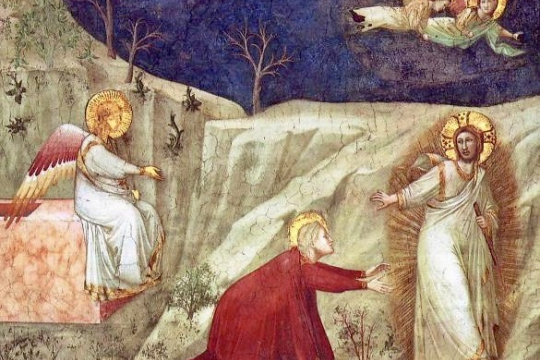 Giottos freske av Maria Magdalena som møter den oppstandne Jesus