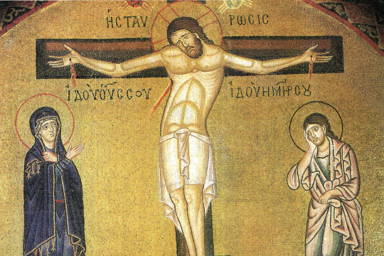 Bysantinsk ikon av Jesus Kristus på korset