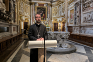 Biskop Fredrik Hansen holder foredrag i kirken Santa Maria dell'Anima i Roma