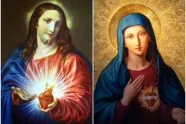 Malerier av Jesus og Maria med Jesu hjerte og Marias hjerte