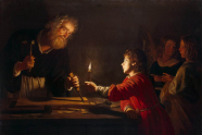 Gerrit van Honthorst maleri av Jesus som lærer av Josef
