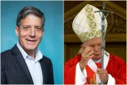 Greg Reichberg (t.v.) og pave Johannes Paul II (t.h.)