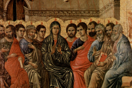 Duccio di Buoninsegnas maleri av apostlene og Maria på pinsedag