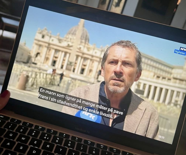 Morten Selle på Petersplassen. Bilde av PC-skjerm.