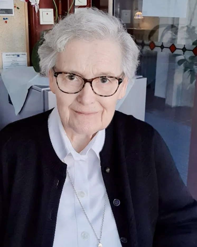 Avdøde Sr. Christa Schwindeler i kapellet på Grefsen. 