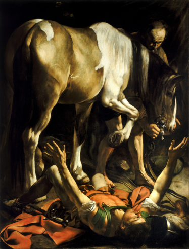 Caravaggios maleri av apostelen Paulus som faller av hesten