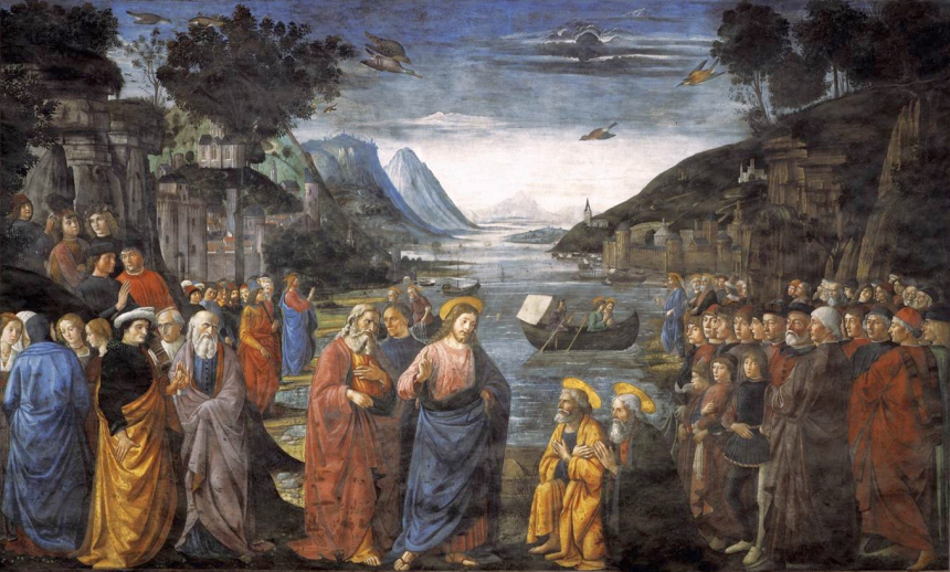 Maleri av Jesus som kaller apostlene, malt av Domenico Ghirlandaio