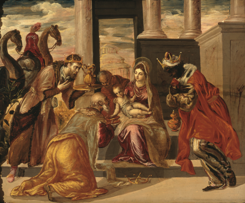 El Grecos maleri av de tre vise menn som tilber Jesusbarnet