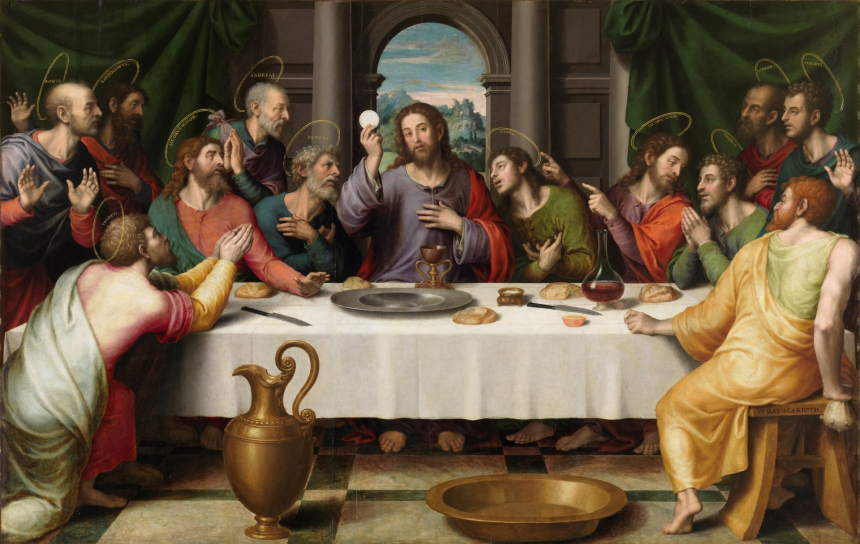 Maleri av Jesus som innstifter nattverden med apostlene