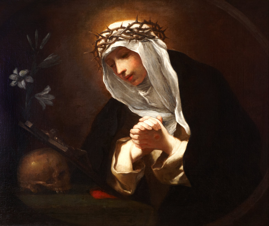 Maleri av den hellige Katarina av Siena
