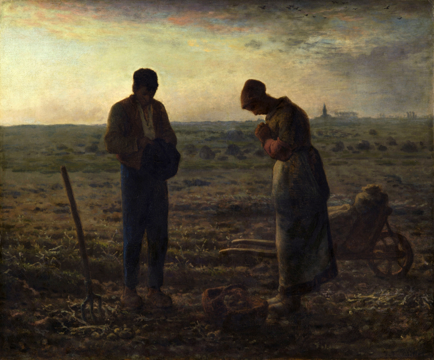 Jean-François Millets maleri av to bønder som ber angelusbønnen