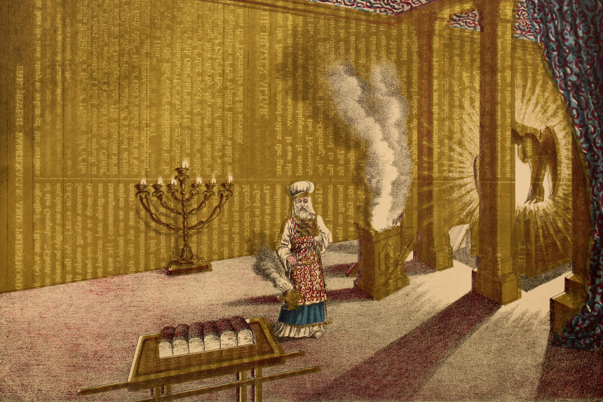 Illustrasjon av en jødisk prest i tempelet i Jerusalem