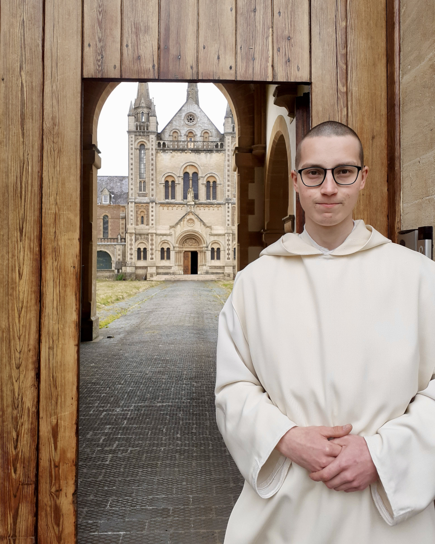 Portrait of Dom Irenaeus Eira at the door of his monastic cell.