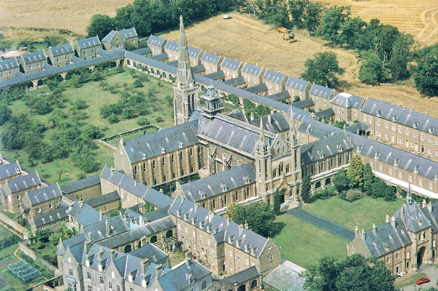 The Carthusian monastery of St Hugh’s Charterhouse, Parkminster, viewed from above.