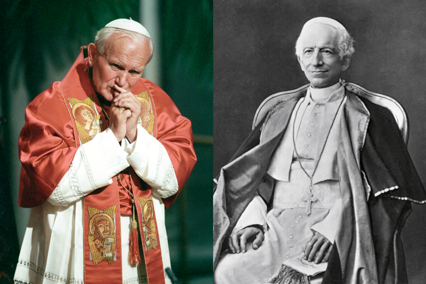 Pave Johannes Paul II og pave Leo XIII