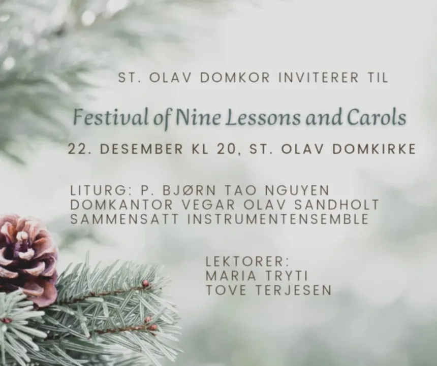 Lessons and Carols 22. desember klokken 20.00