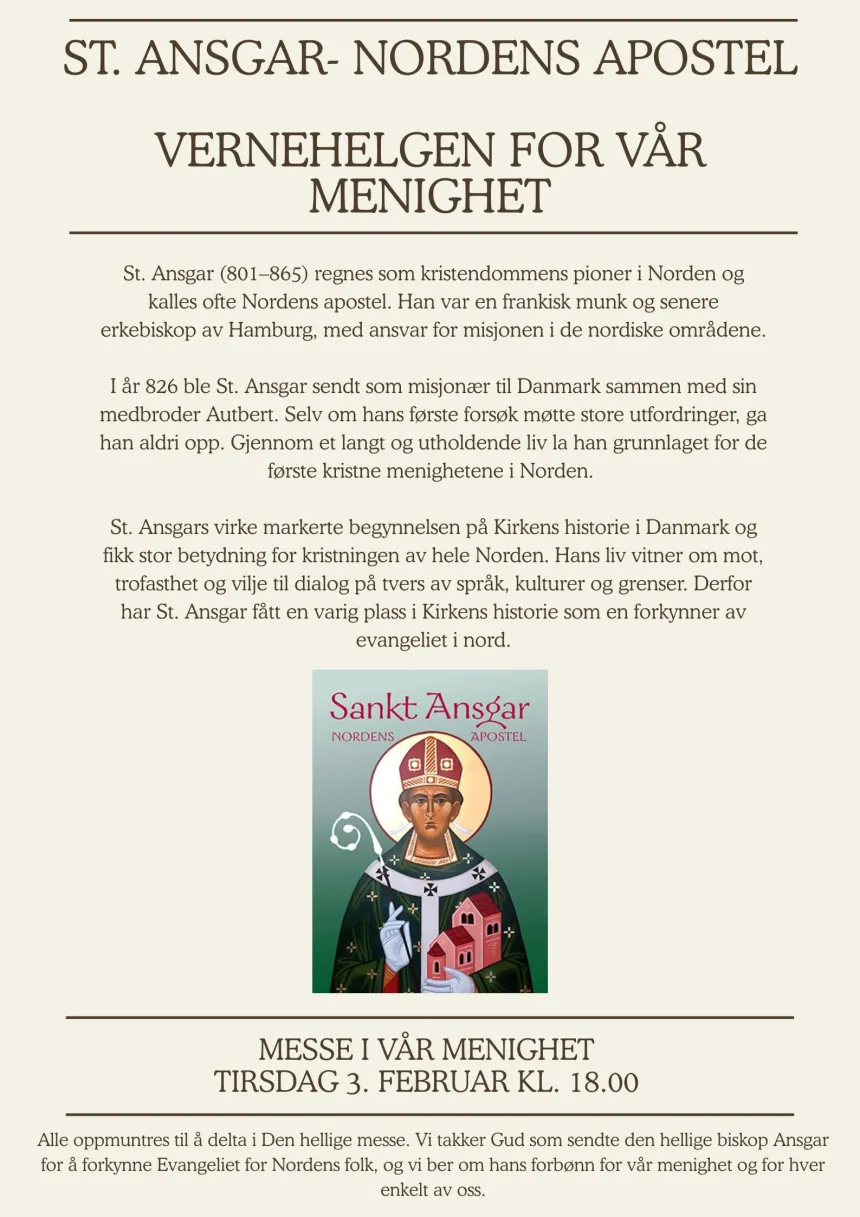 Plakat med informasjon om St. Ansgar 