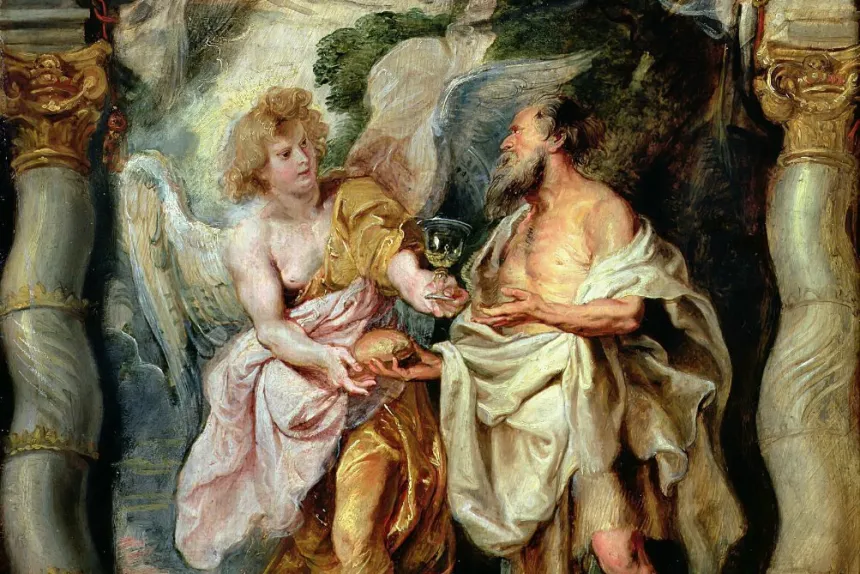 Peter Paul Rubens' maleri av en engel som gir brød og vann til profeten Elia