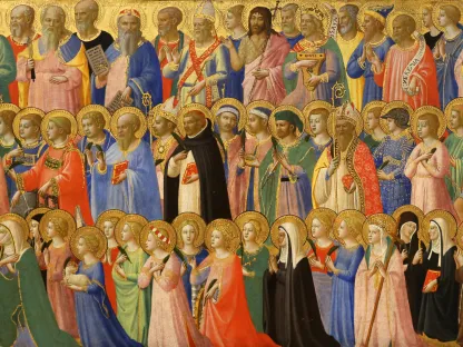 Maleri av helgener i himmelen