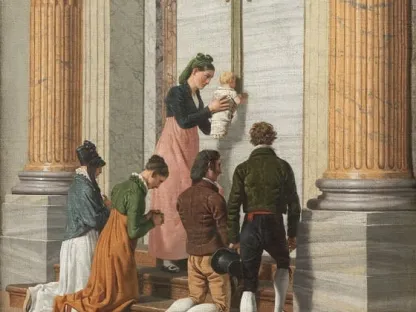 Maleri av andakt ved den hellige dør i Roma