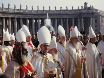 Konsilfedre under åpningsprosesjonen til Det annet Vatikankonsil