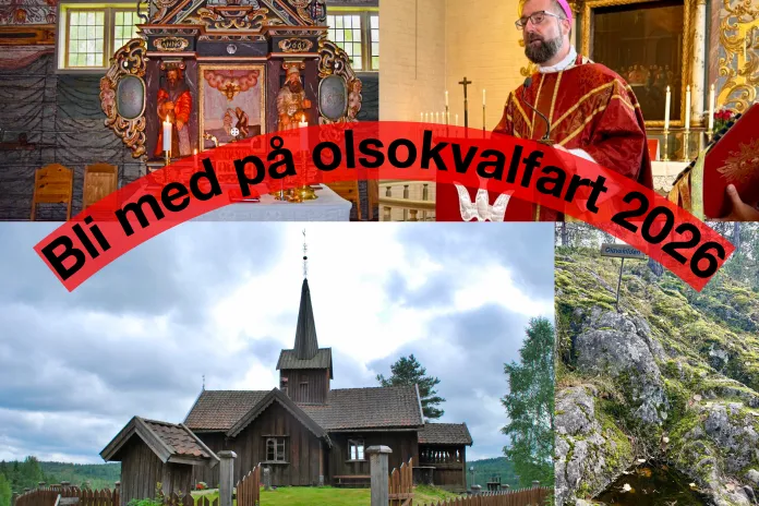 Collage/plakat for valfart til Vatnås kirke 2026. 