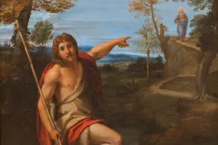 Annibale Carraccis maleri av Johannes Døperen som peker på Jesus