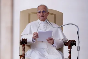 Pope Leo XIV holds a general audience in St. Peter’s Square at the Vatican, December 31, 2025. REUTERS/Remo Casilli